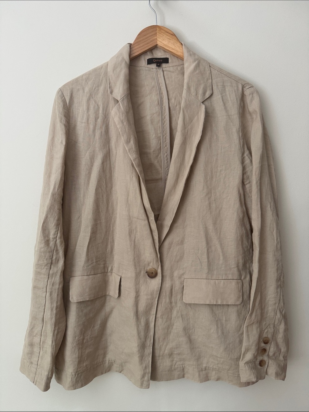 Quince | 100% European Linen One-Button Blazer in Natural Driftwood | Size M - Picture 2 of 9